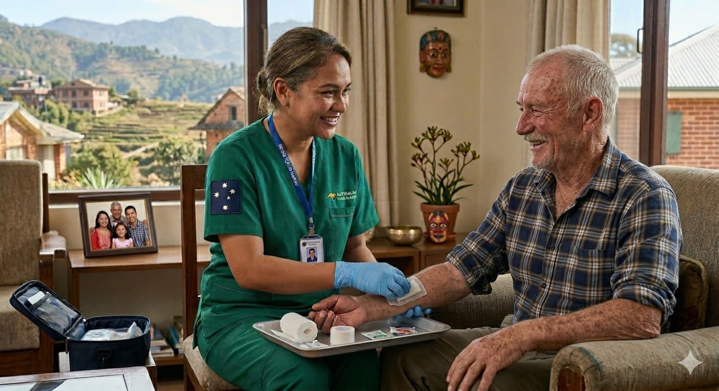 Caregiver providing compassionate care