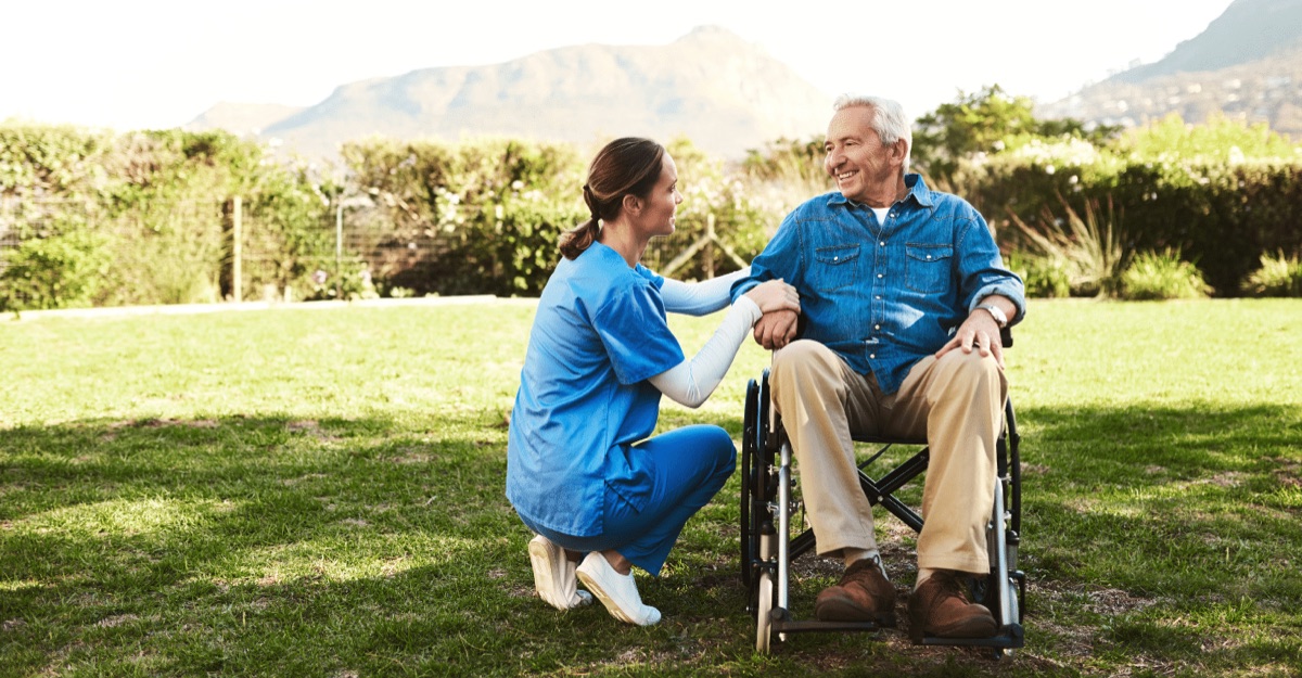 Caregiver providing respite care support to elderly participant